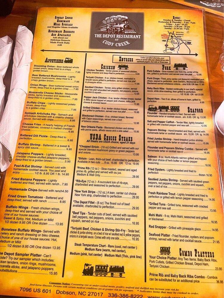 Depot - Dobson, NC menu_pic