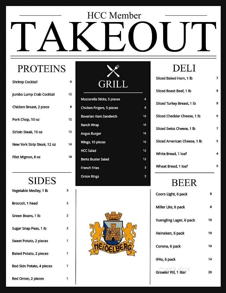 Heidelberg Country Club - Bernville, PA menu_pic