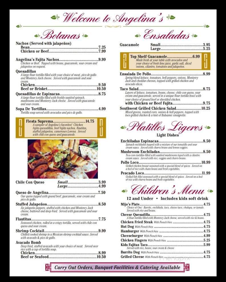 Angelina's Restaurant - The Colony, TX menu_pic