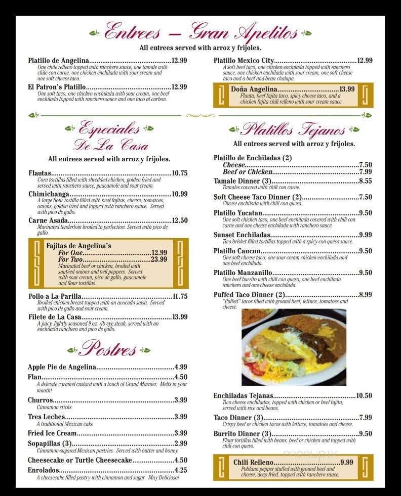 Angelina's Restaurant - The Colony, TX menu_pic