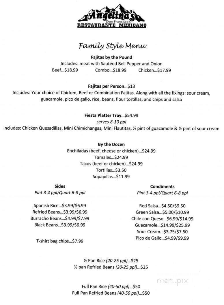 Angelina's Restaurant - The Colony, TX menu_pic