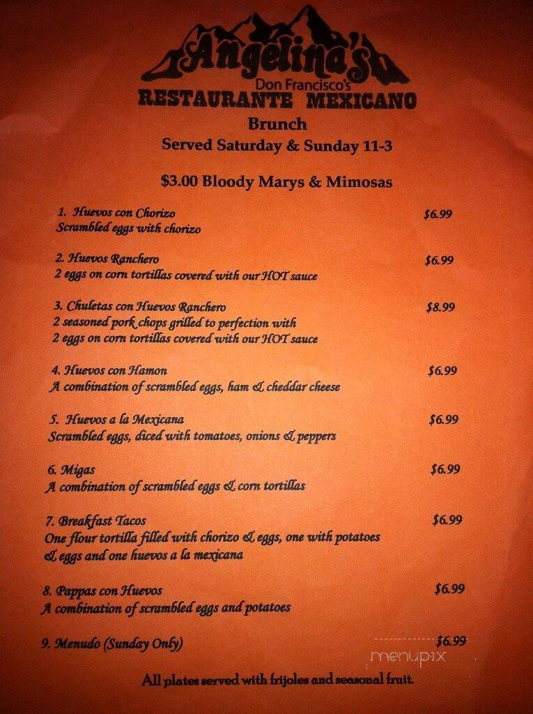 Angelina's Restaurant - The Colony, TX menu_pic