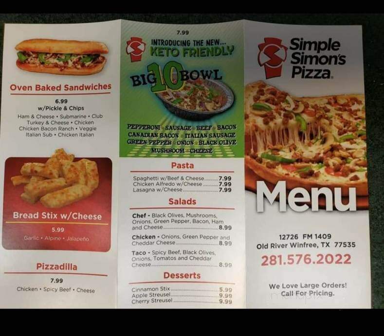 Simple Simon's Pizza - Old River-Winfree, TX