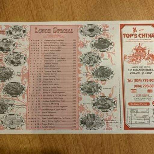 Top China - Ashland, VA menu_pic