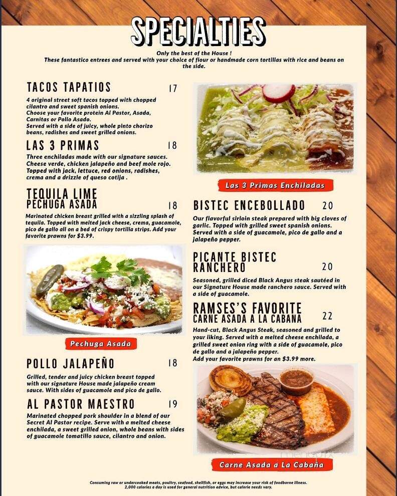 La Cabana De Suisun Restaurant - Suisun City, CA menu_pic