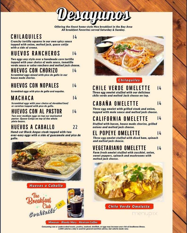 La Cabana De Suisun Restaurant - Suisun City, CA menu_pic