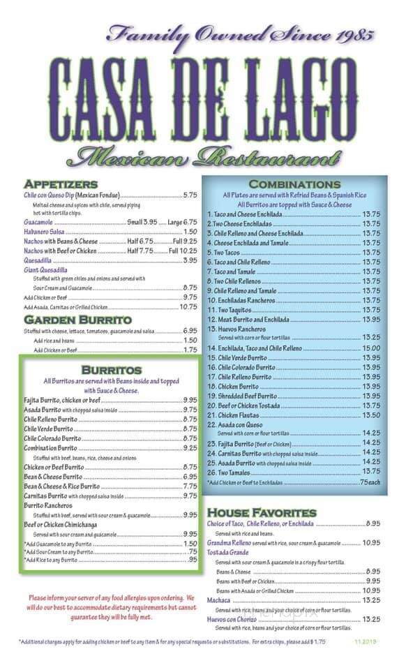 Casa De Lago - Oak View, CA menu_pic