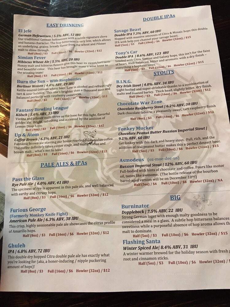 Metal monkey Brewing - Romeoville, IL menu_pic