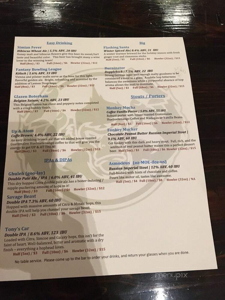 Metal monkey Brewing - Romeoville, IL menu_pic