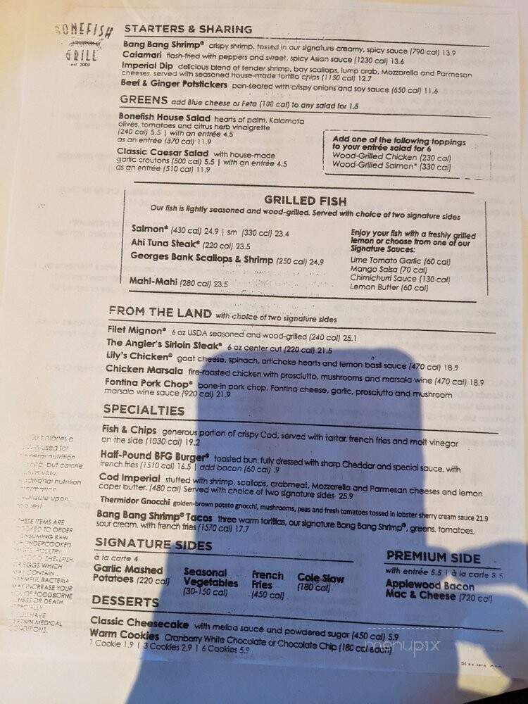 Bonefish Grill - Marysville, WA menu_pic
