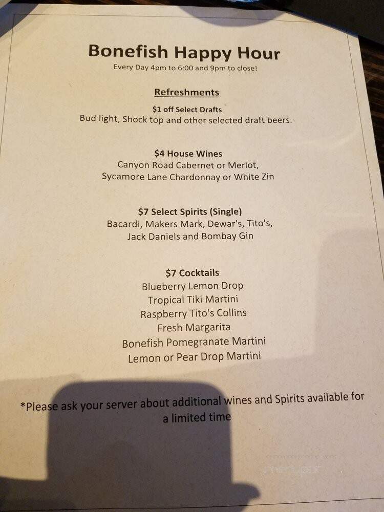 Bonefish Grill - Marysville, WA menu_pic