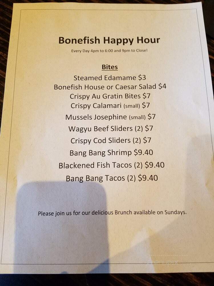 Bonefish Grill - Marysville, WA menu_pic