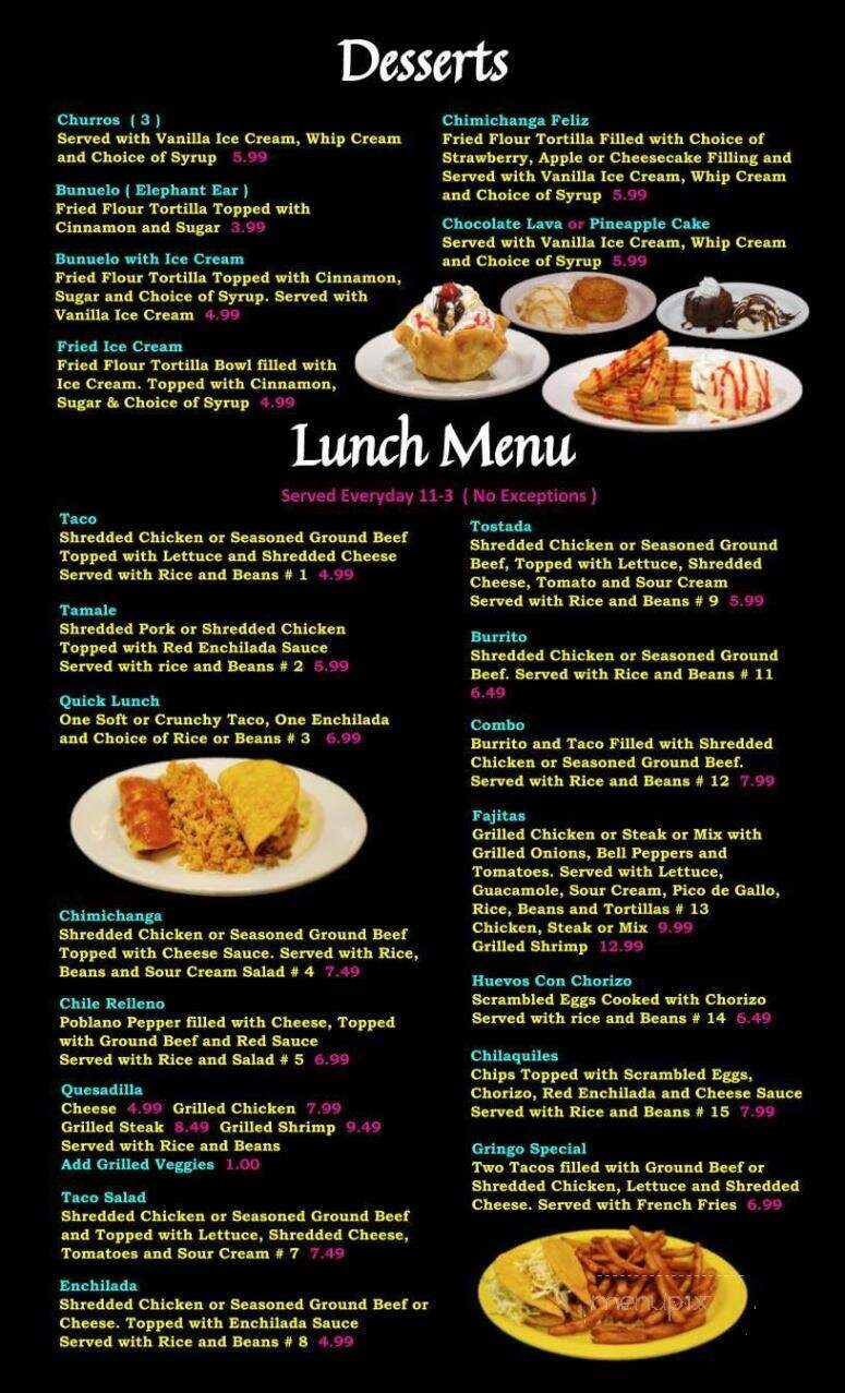 Diegos Mexican Grill - Madison, IN menu_pic