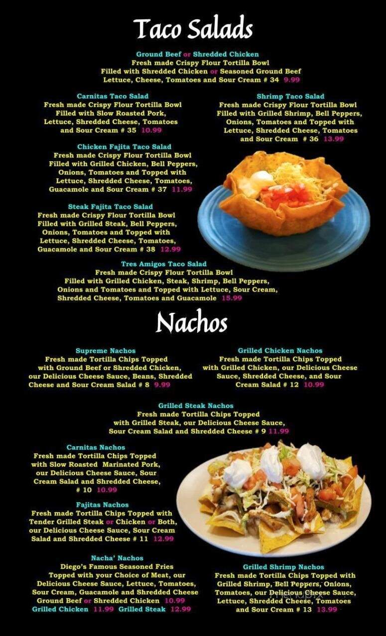 Diegos Mexican Grill - Madison, IN menu_pic