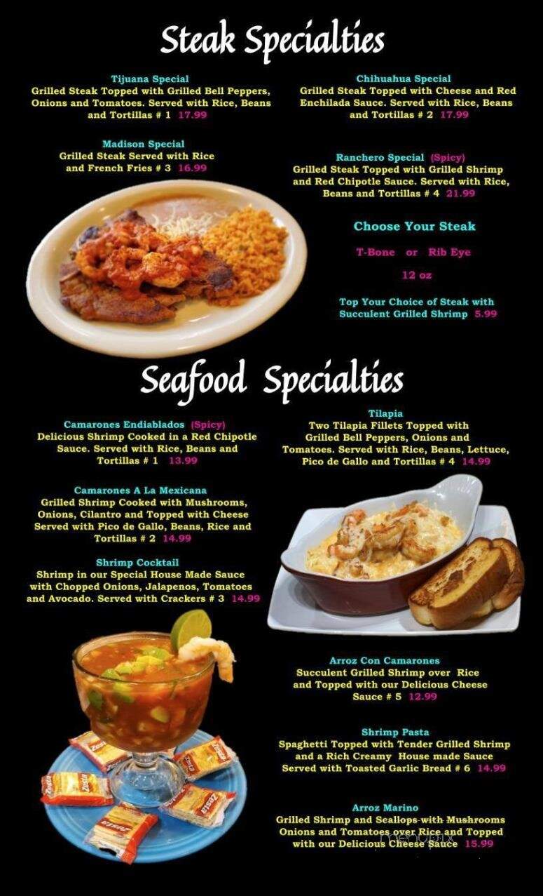 Diegos Mexican Grill - Madison, IN menu_pic