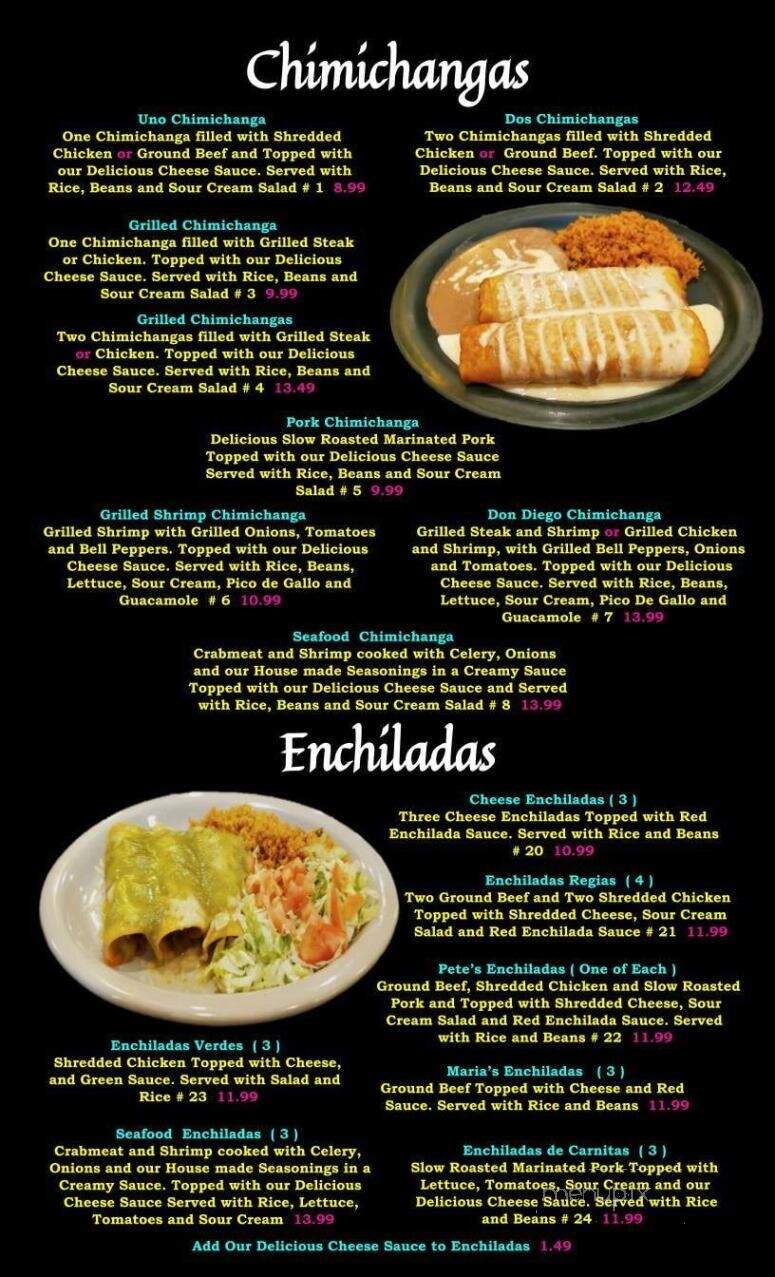 Diegos Mexican Grill - Madison, IN menu_pic