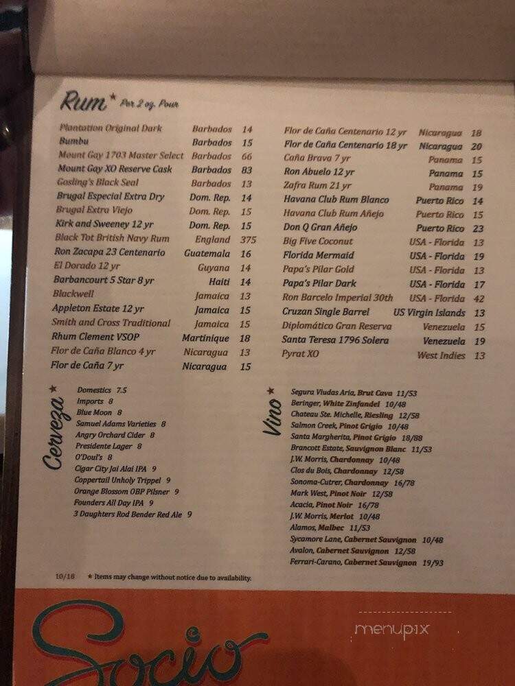 Socio - Kissimmee, FL menu_pic