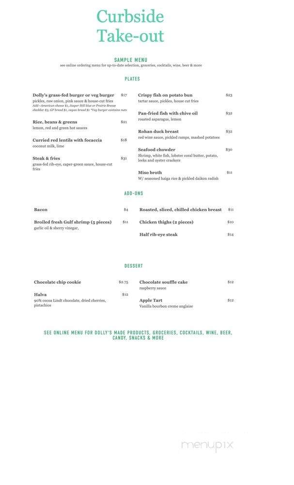 Dolly's - Philipstown, NY menu_pic