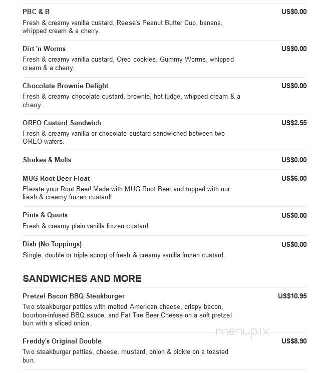 Freddy's Frozen Custard & Steakburgers - Exton, PA menu_pic