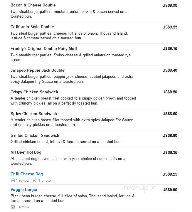 Freddy's Frozen Custard & Steakburgers - Exton, PA menu_pic