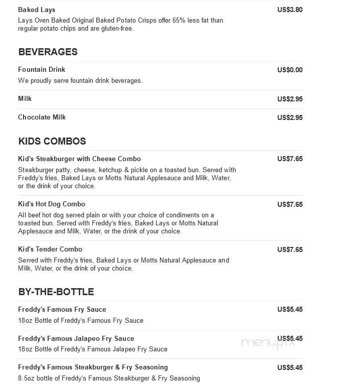 Freddy's Frozen Custard & Steakburgers - Exton, PA menu_pic