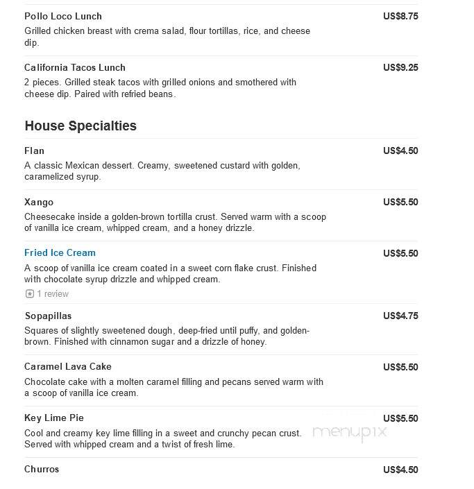 Rocas Mexican Grill - Charleston, WV menu_pic
