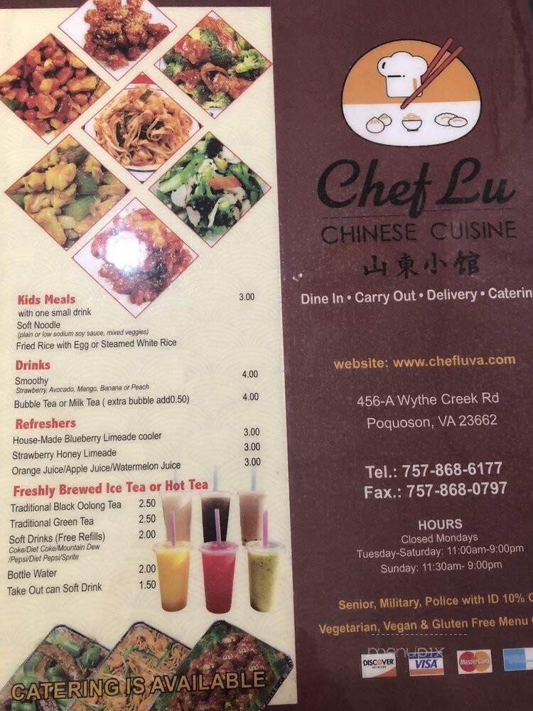 Chef Lu Chinese Cuisine - Poquoson, VA menu_pic