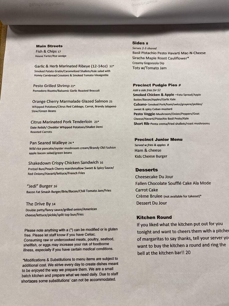 Precinct Tap & Table - Germantown, WI menu_pic