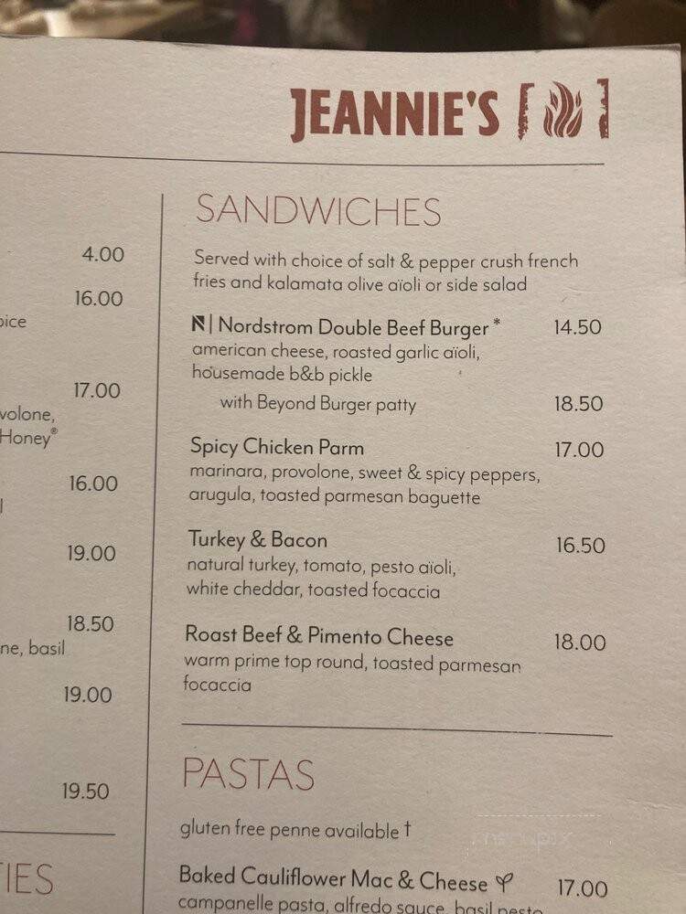 Jeannie's - New York, NY menu_pic