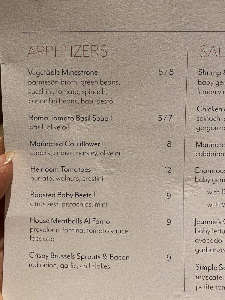 Jeannie's - New York, NY menu_pic