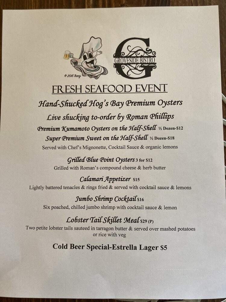 Groveside Bistro - Clayton, CA menu_pic