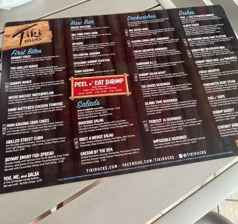 Tiki Docks Skyway Bar + Grill - St. Petersburg, FL menu_pic