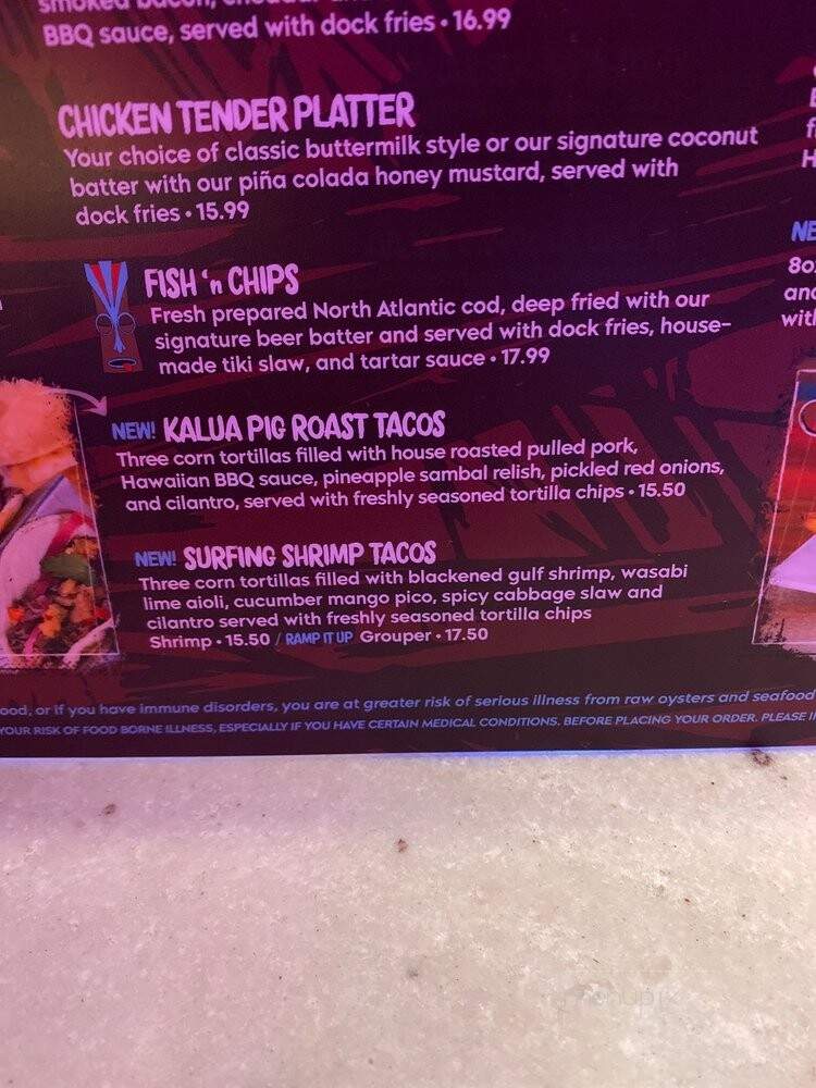 Tiki Docks Skyway Bar + Grill - St. Petersburg, FL menu_pic