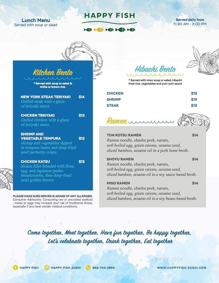 Happy Fish Sushi - Pembroke Pines, FL menu_pic