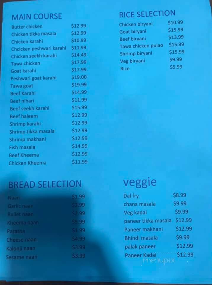 Chandni Chowk Grill - Euless, TX menu_pic