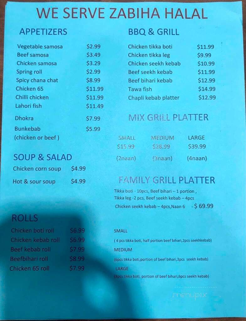 Chandni Chowk Grill - Euless, TX menu_pic