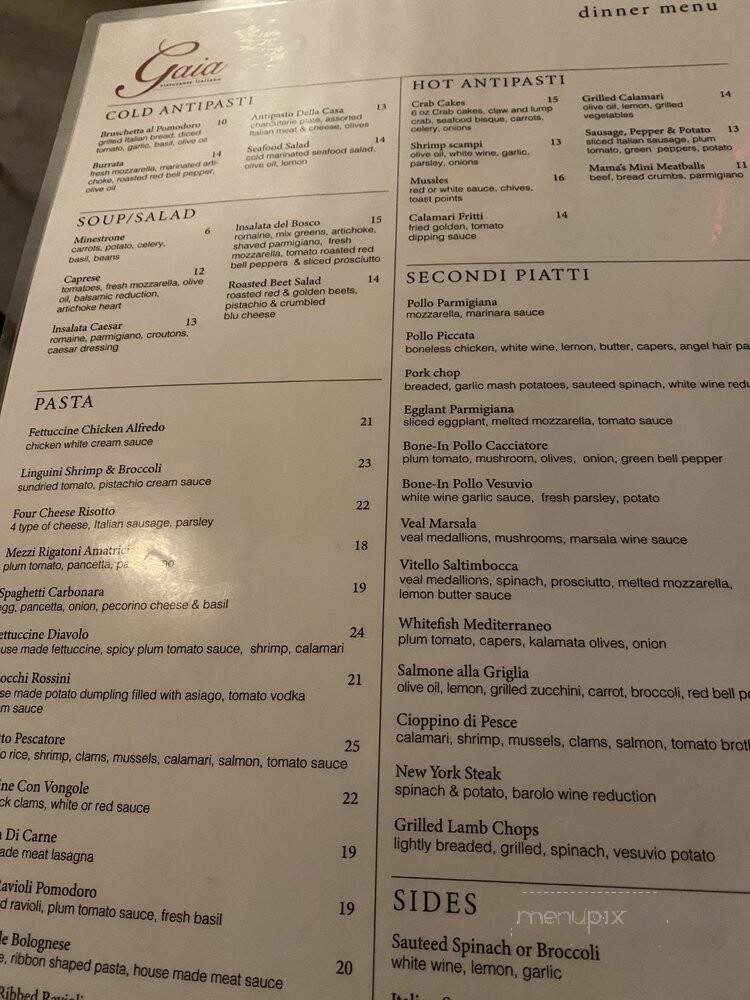 Gaia Ristorante - Berwyn, IL menu_pic