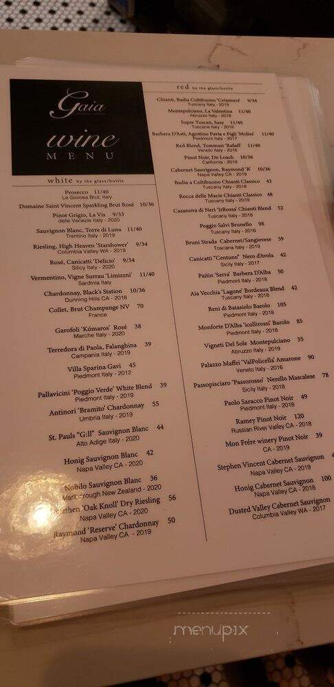 Gaia Ristorante - Berwyn, IL menu_pic