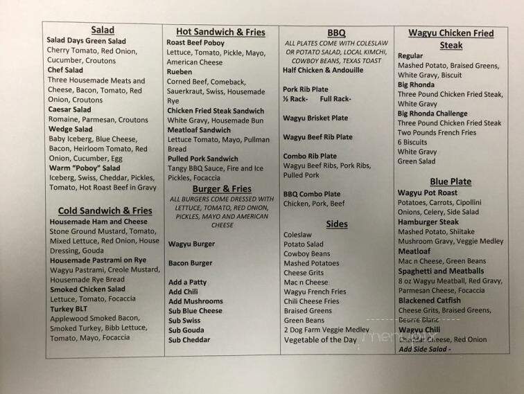 Brass Rail - Florence, SC menu_pic