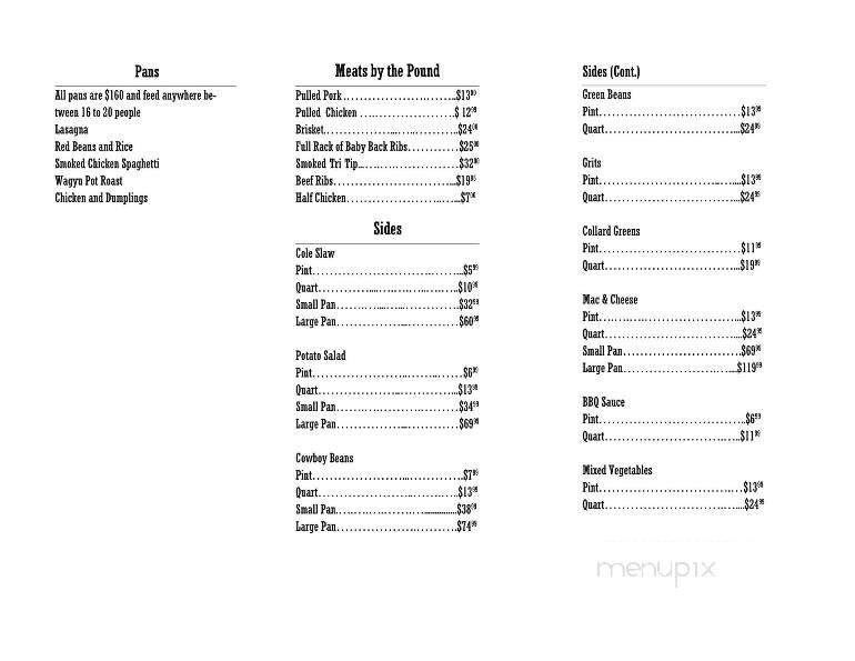 Brass Rail - Florence, SC menu_pic
