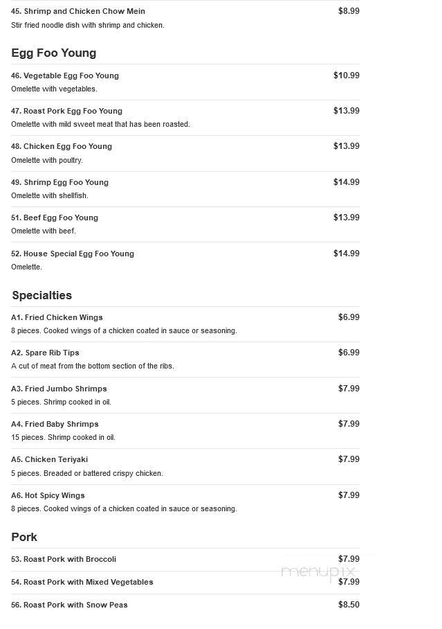 Flying Tiger - Carthage, NC menu_pic