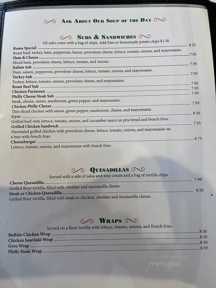 Roma Italian Restaurant - Jonesville, NC menu_pic
