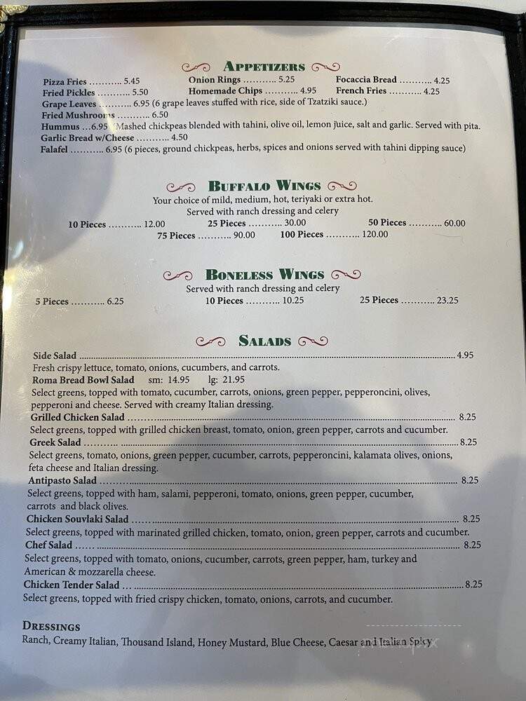 Roma Italian Restaurant - Jonesville, NC menu_pic