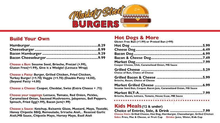 Market Street Burgers - Kingston, PA menu_pic