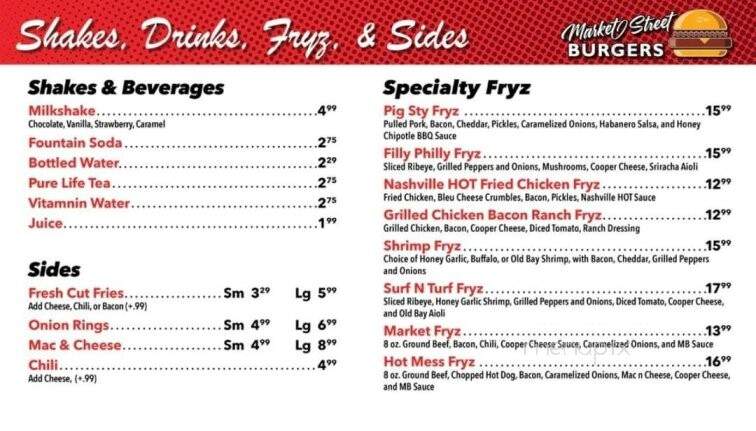 Market Street Burgers - Kingston, PA menu_pic
