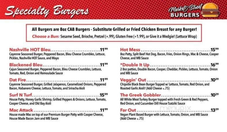 Market Street Burgers - Kingston, PA menu_pic