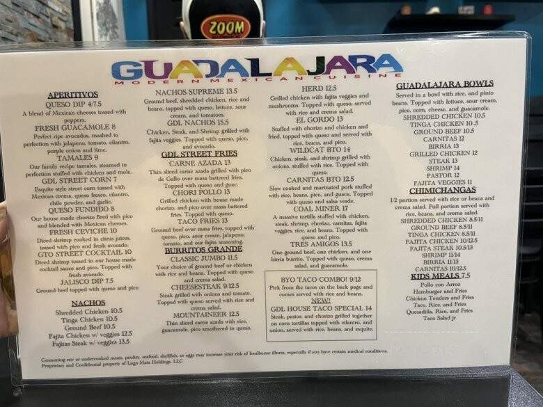 Guadalajara Modern Mexican - Nitro, WV menu_pic