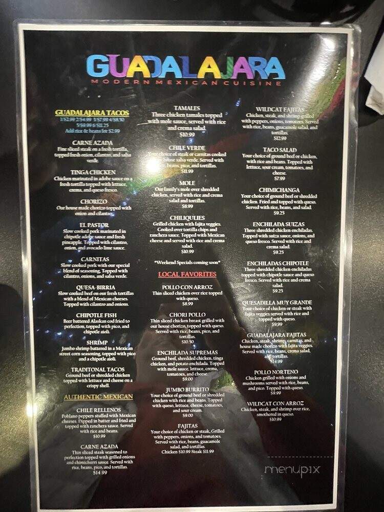 Guadalajara Modern Mexican - Nitro, WV menu_pic
