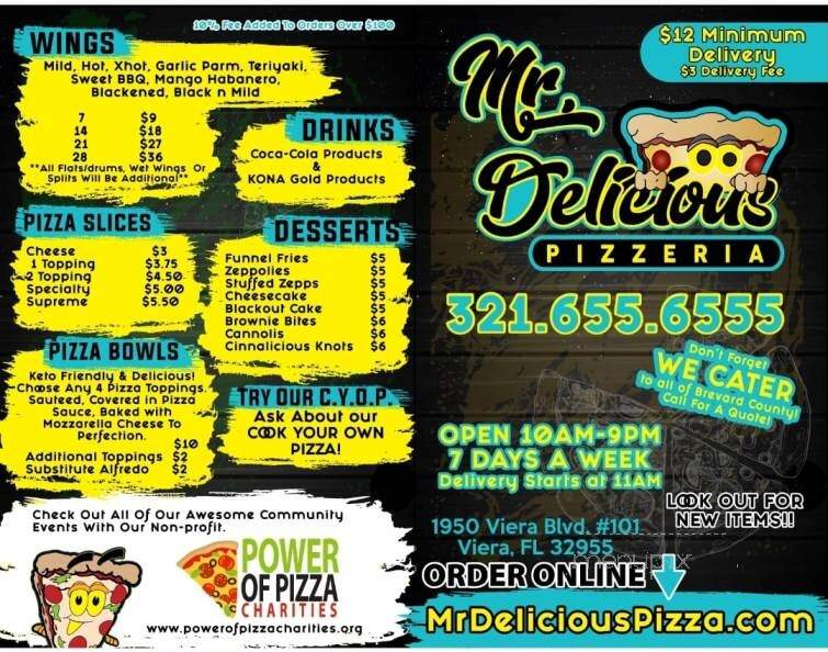 Mr. Delicious Pizza - Melbourne, FL menu_pic