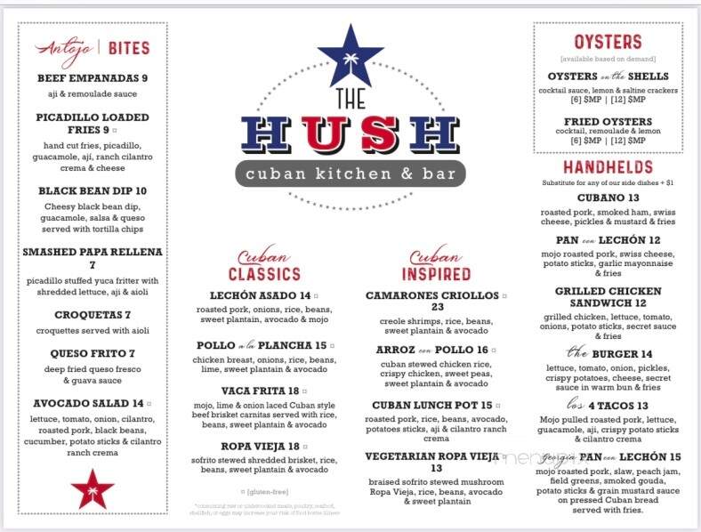The Hush Cuban Kitchen & Bar - Clayton, GA menu_pic